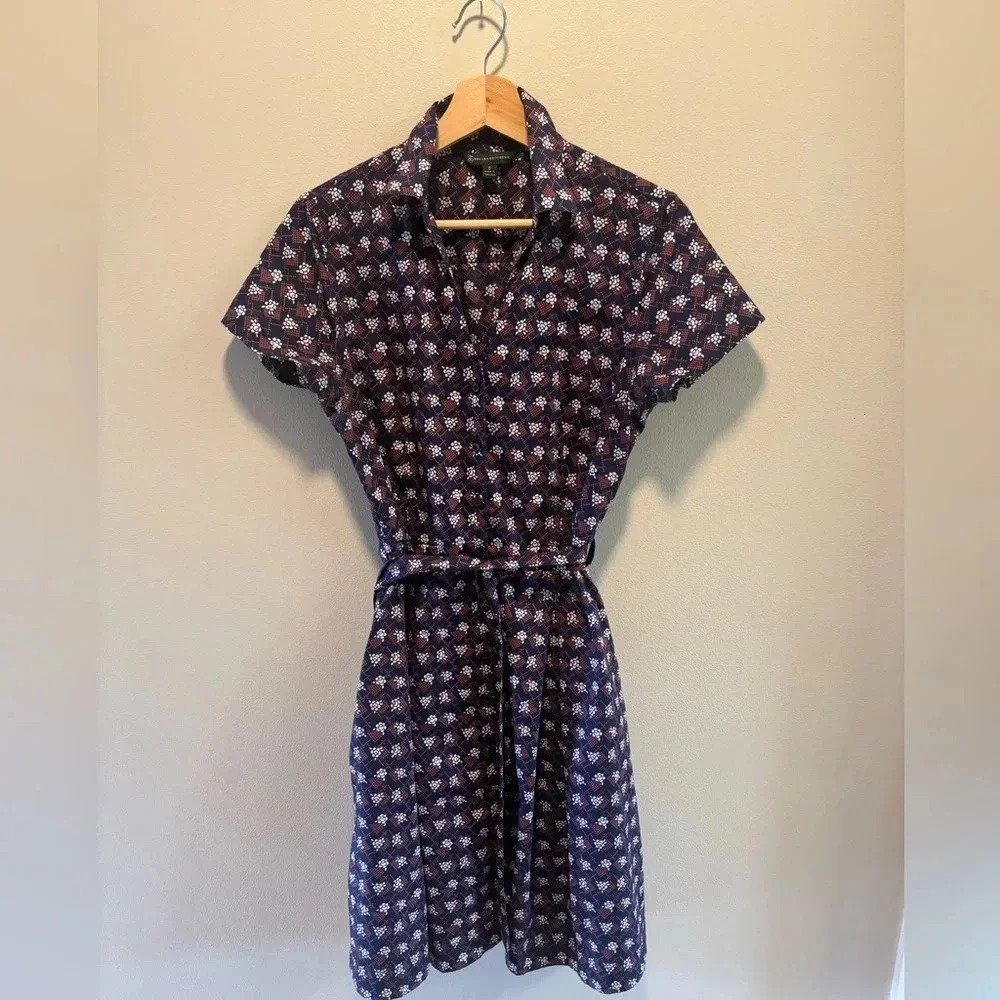 Brooks Brothers Navy Floral Midi Dress